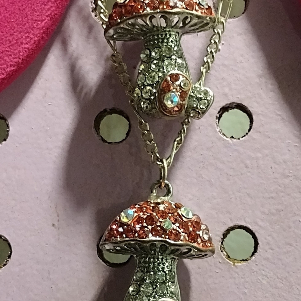Mushroom sterling silver charms w/necklaces